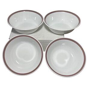 Corelle Bowls Batik Cereal 6.25" Set Of 4 By Corning USA Red Stripe